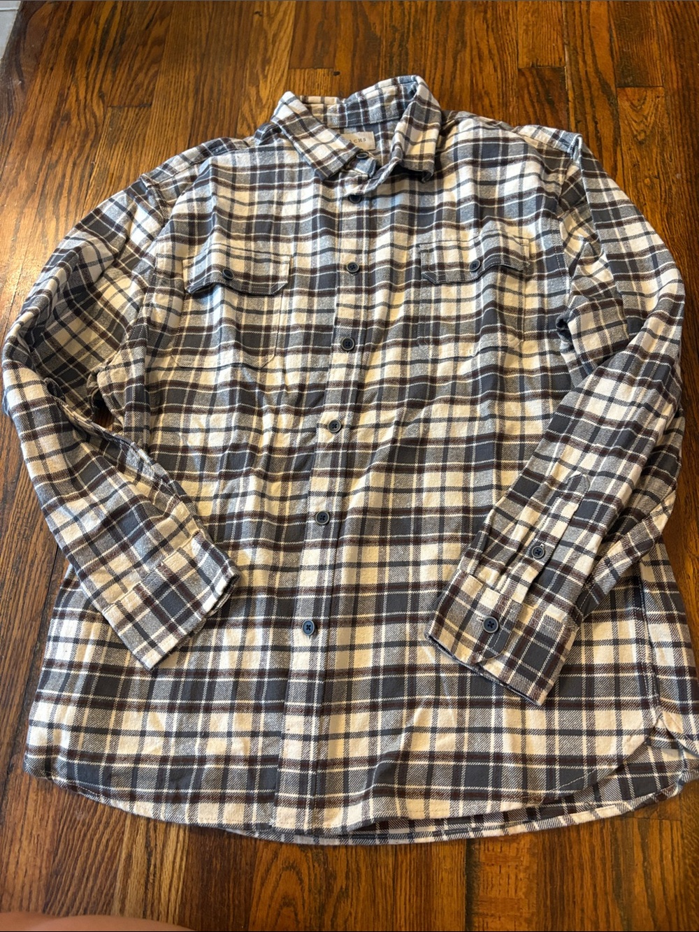 🎉Men's Casual Plaid Button-Down Shirt - Cream and Brown